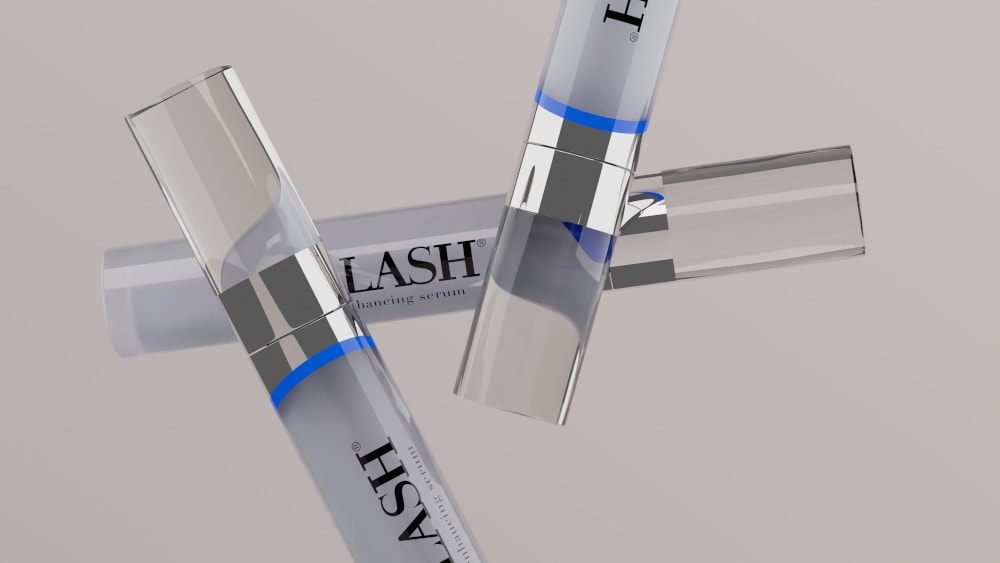 neuLASH® products staggered on a gray backdrop